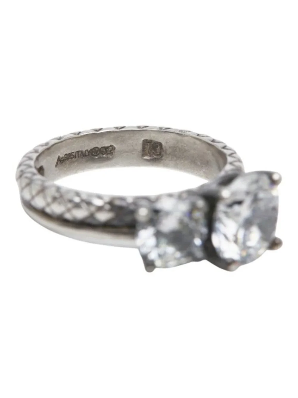 Bottega Veneta Intrecciato Ring Silver Cubic Zirconia
